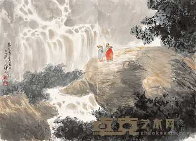 华拓 辛巳(2001年)作 高士图 镜心 59.5×83cm
